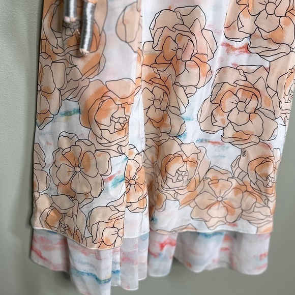 Dyvna ChaCha Peach Floral Overlay Braided Strap Silk Midi Dress Size 10 NWT - Picture 4 of 14